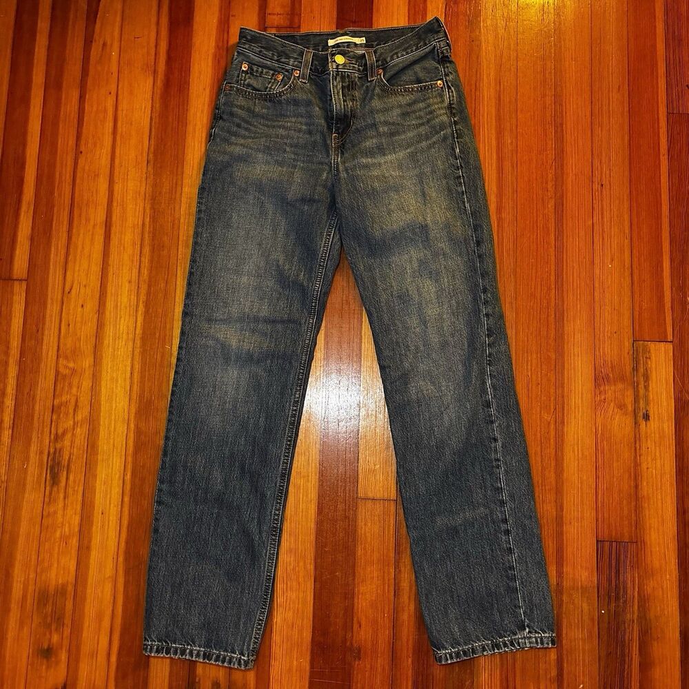 Levis Low Pro Straight Jeans 25x29 Blue Med Wash Mid Rise Rigid Denim A0964-0025